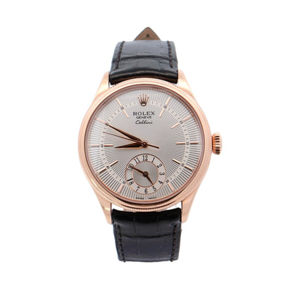 Rolex Cellini Rose Gold 39mm Silver Stick Dial Watch Reference# 50525 - Happy Jewelers Fine Jewelry Lifetime Warranty