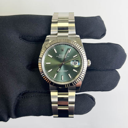 Rolex Datejust 41mm Green Dial Watch Ref# 126334 - Happy Jewelers Fine Jewelry Lifetime Warranty