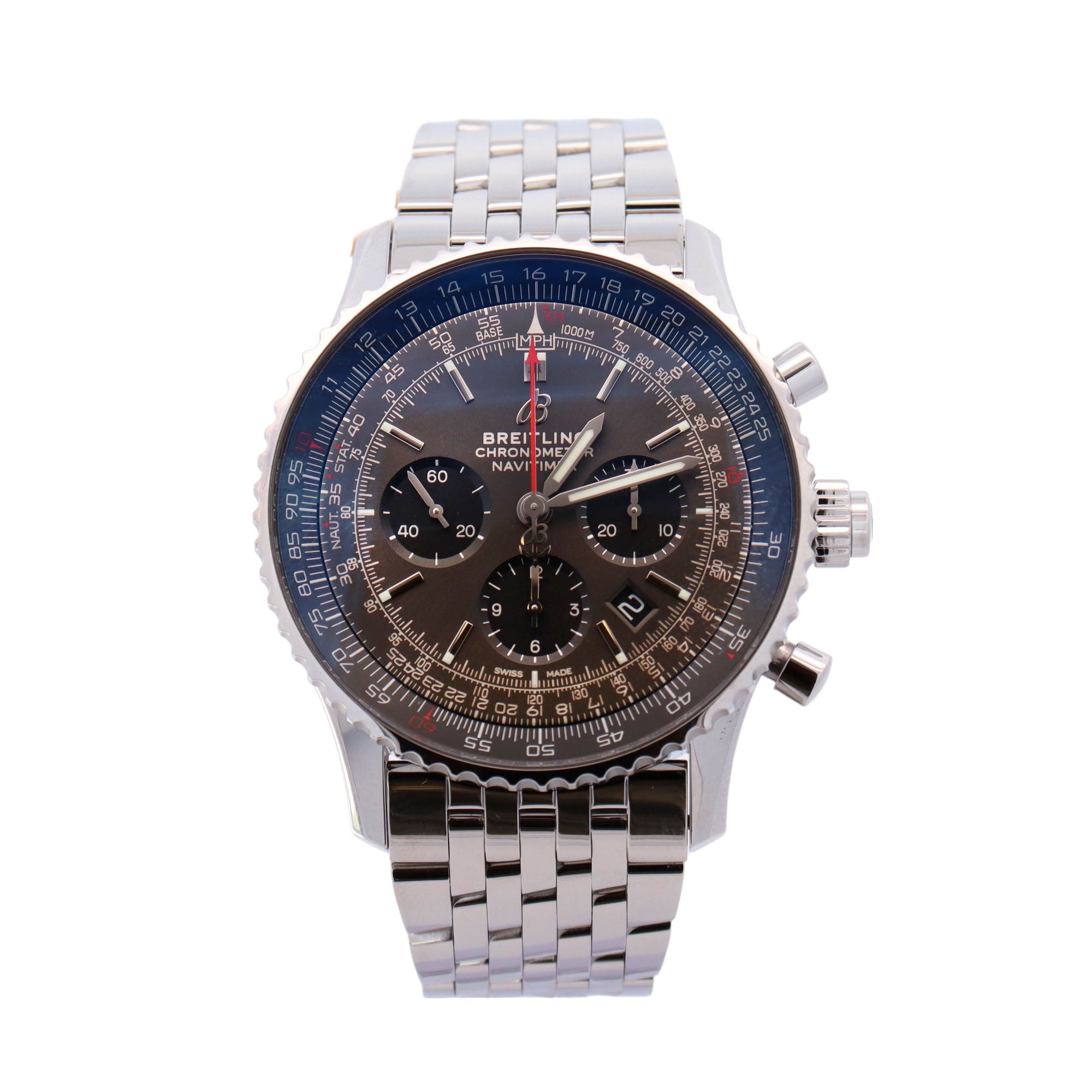 Breitling Navitimer 45mm Gray Chronograph Dial Watch Reference# AB03102A1F1P1 - Happy Jewelers Fine Jewelry Lifetime Warranty