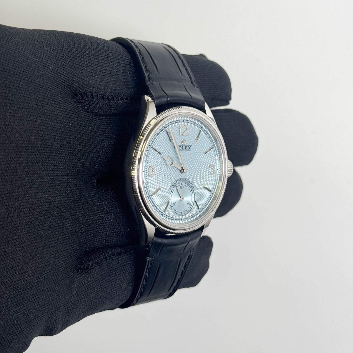 Rolex 1908 Platinum 39mm Ice Blue Dial Watch Ref# 52506 - Happy Jewelers Fine Jewelry Lifetime Warranty