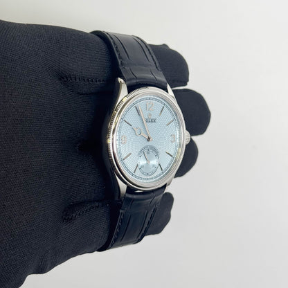 Rolex 1908 Platinum 39mm Ice Blue Dial Watch Ref# 52506 - Happy Jewelers Fine Jewelry Lifetime Warranty