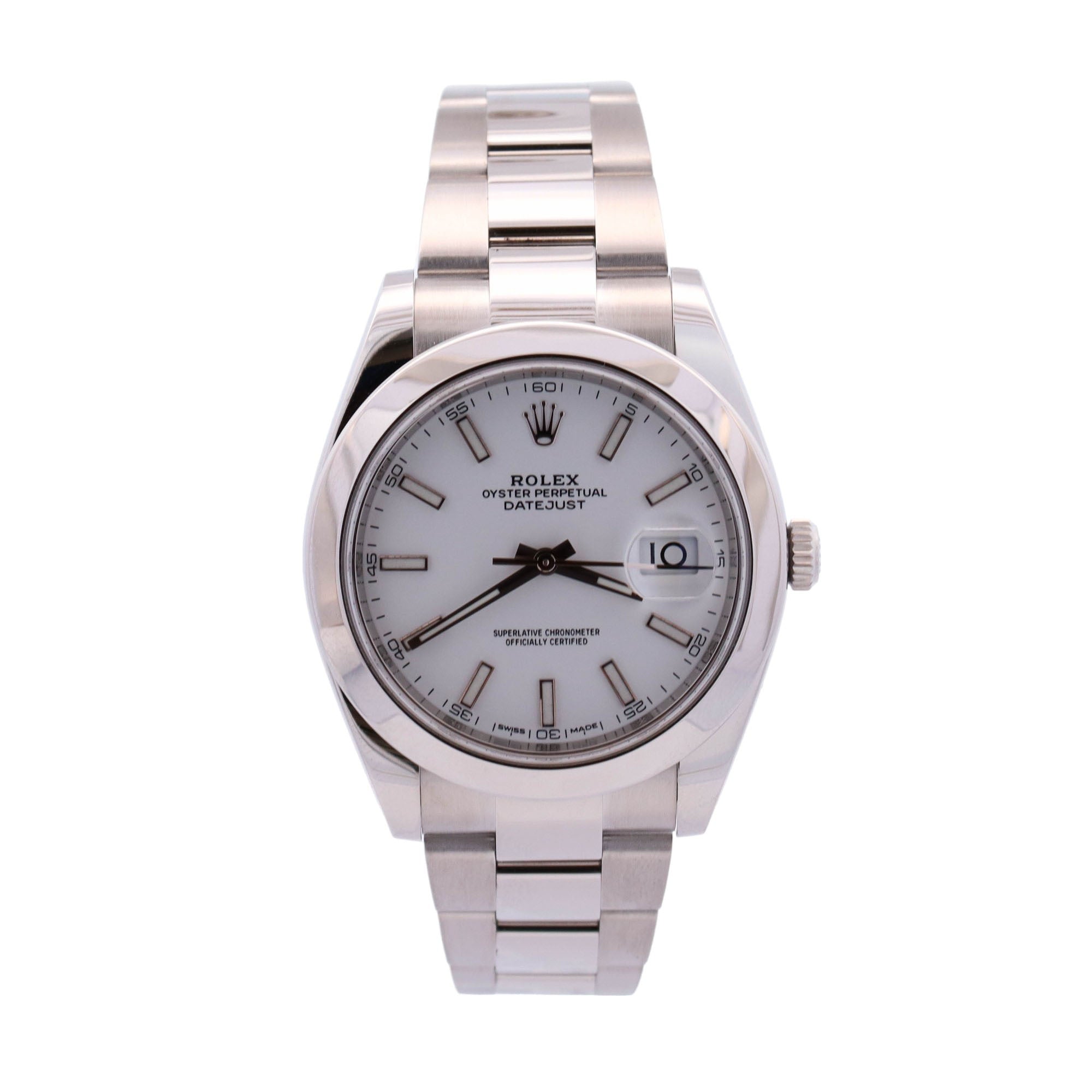 Rolex Datejust Stainless Steel 41mm White Stick Dial Watch Reference #: 126300 - Happy Jewelers Fine Jewelry Lifetime Warranty