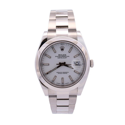 Rolex Datejust Stainless Steel 41mm White Stick Dial Watch Reference #: 126300 - Happy Jewelers Fine Jewelry Lifetime Warranty