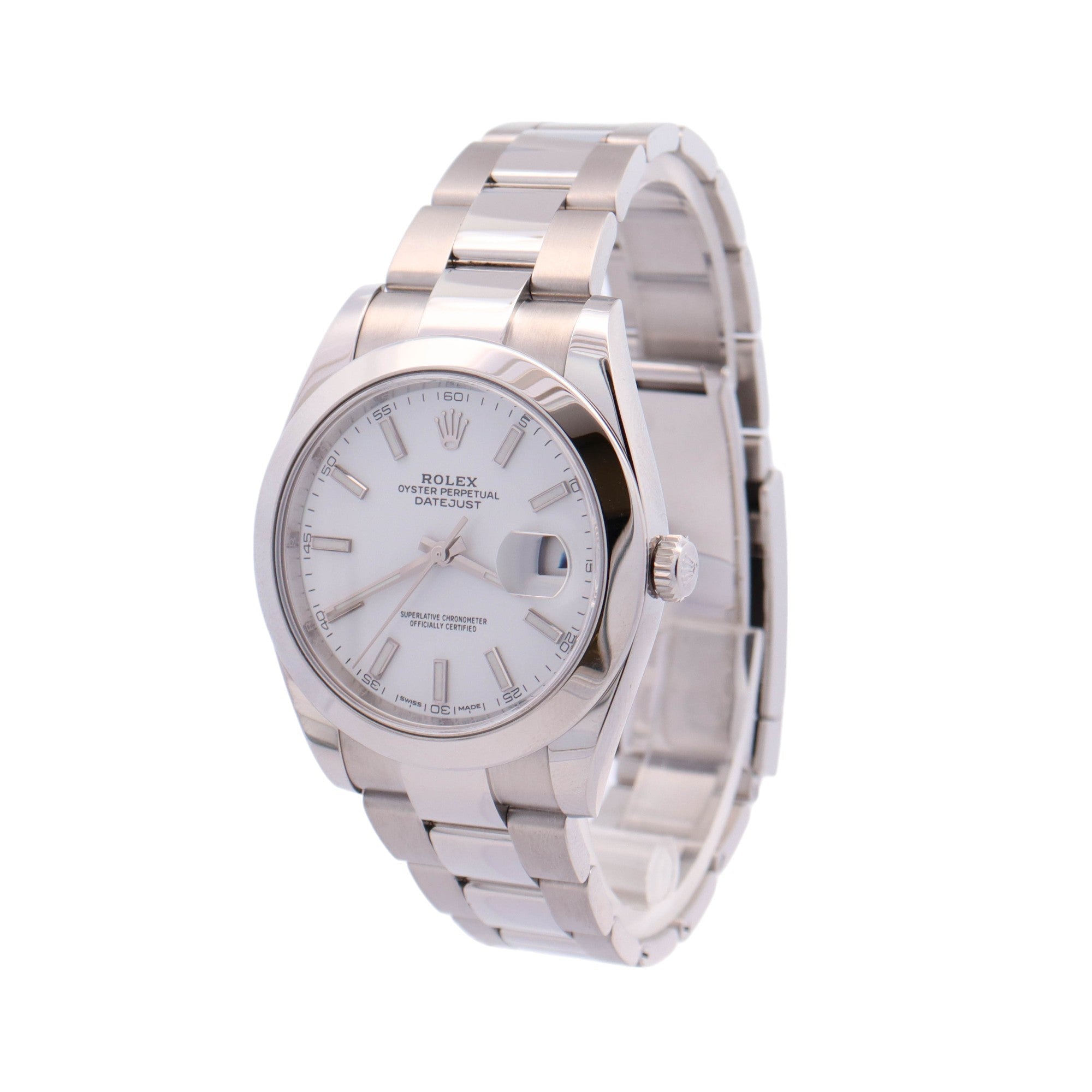 Rolex Datejust Stainless Steel 41mm White Stick Dial Watch Reference #: 126300 - Happy Jewelers Fine Jewelry Lifetime Warranty