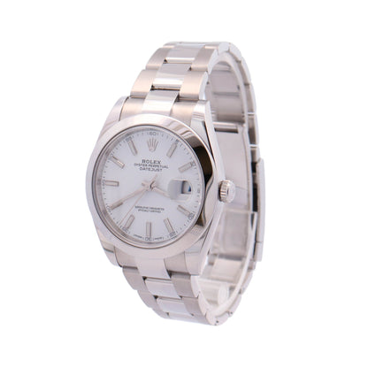 Rolex Datejust Stainless Steel 41mm White Stick Dial Watch Reference #: 126300 - Happy Jewelers Fine Jewelry Lifetime Warranty