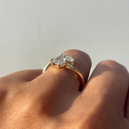 Emerald and Pear Toi et Moi Natural Diamond Engagement Ring - Happy Jewelers Fine Jewelry Lifetime Warranty