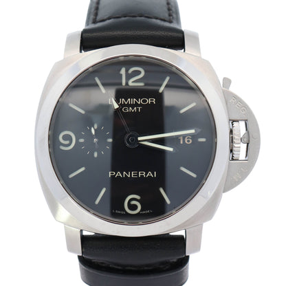 Panerai Luminor GMT 44mm Black Stick and Arabic Dial Watch Ref# PAM00320 - Happy Jewelers Fine Jewelry Lifetime Warranty