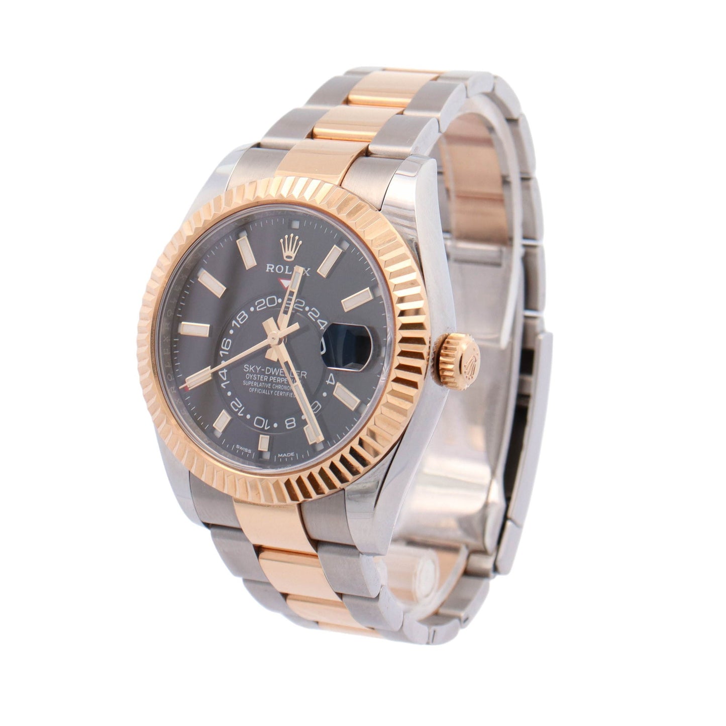 Rolex SkyDweller 42mm Yellow Gold & Stainless Steel Black Stick DIal Watch Reference #: 326933 - Happy Jewelers Fine Jewelry Lifetime Warranty