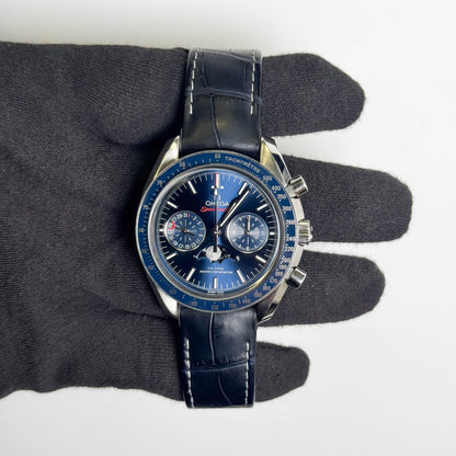 Omega Speedmaster Moonphase 44.25mm Blue Chronograph Dial Watch Ref# 304.33.44.52.03.001