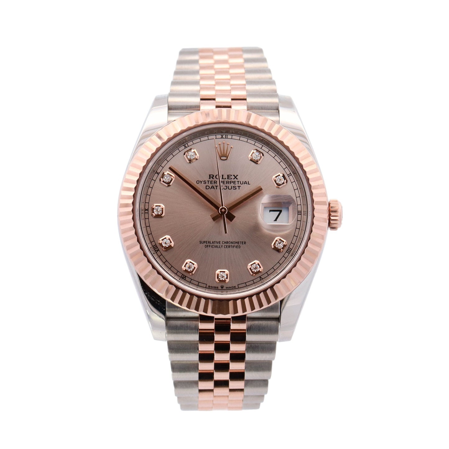 Rolex Datejust Rose Gold and Stainless Steel 41mm Sun Diamond Dial Watch Reference# 126331 - Happy Jewelers Fine Jewelry Lifetime Warranty