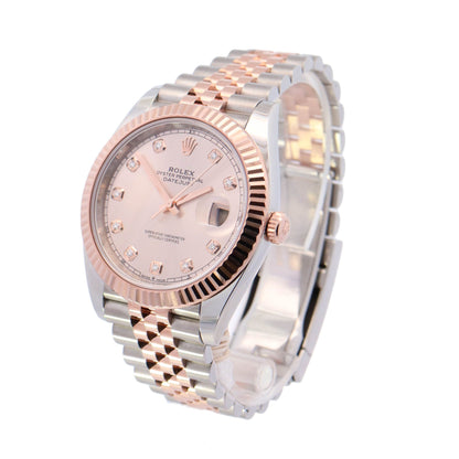 Rolex Datejust Rose Gold and Stainless Steel 41mm Sun Diamond Dial Watch Reference# 126331 - Happy Jewelers Fine Jewelry Lifetime Warranty