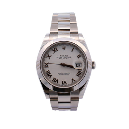 Rolex Datejust 41mm White Roman Dial Ref# 126300 - Happy Jewelers Fine Jewelry Lifetime Warranty