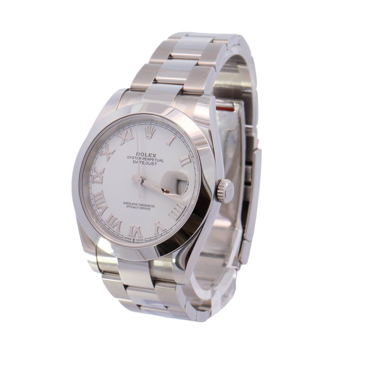 Rolex Datejust Stainless Steel 41mm White Roman Dial Watch Reference# 126300 - Happy Jewelers Fine Jewelry Lifetime Warranty