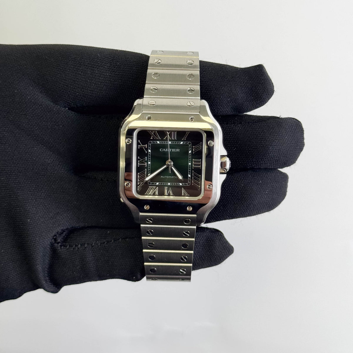 Cartier Santos De Cartier 35x42mm Green Dial Watch Ref# WSSA0061