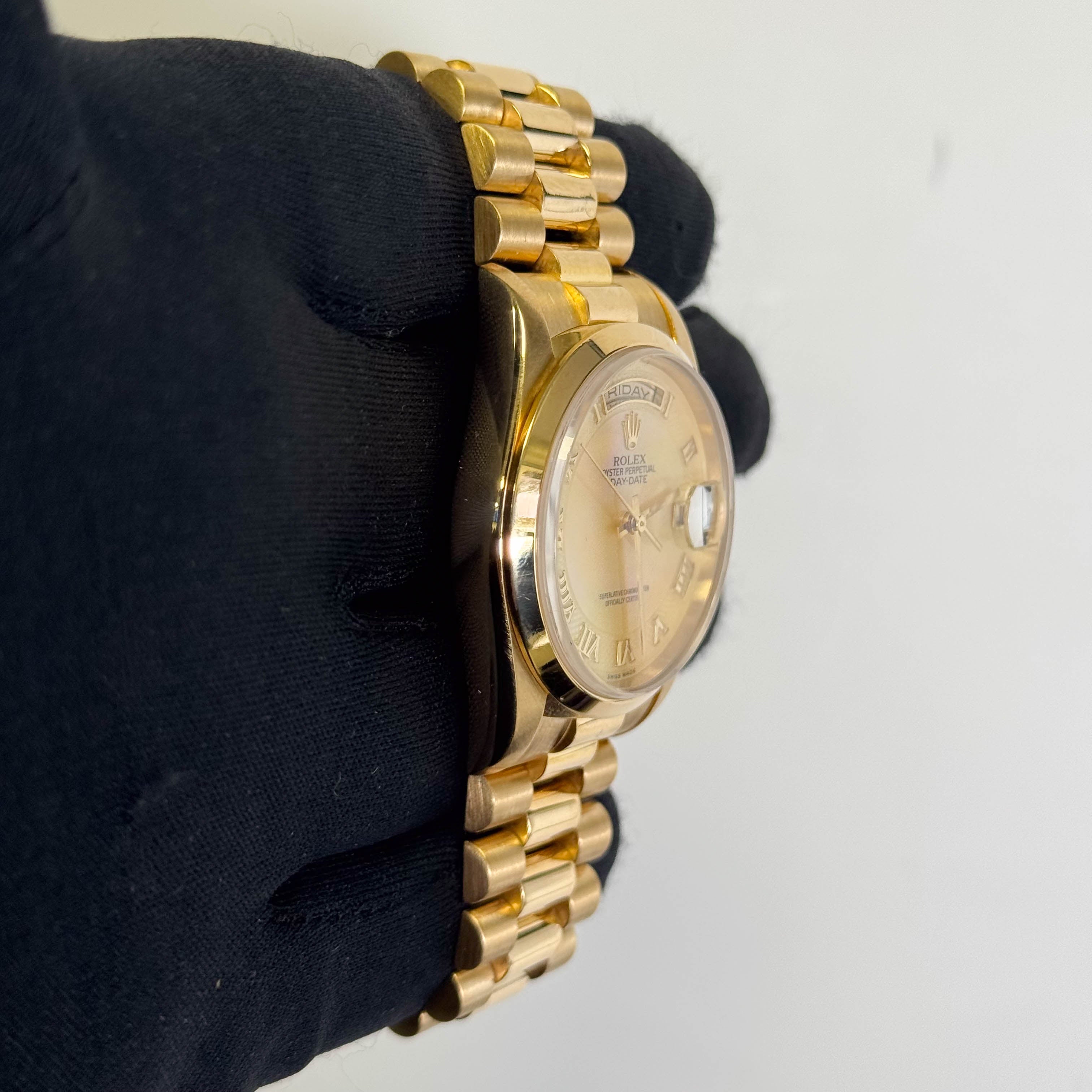 Rolex Day-Date 36mm Champagne MOP Roman Dial Watch Ref# 18208