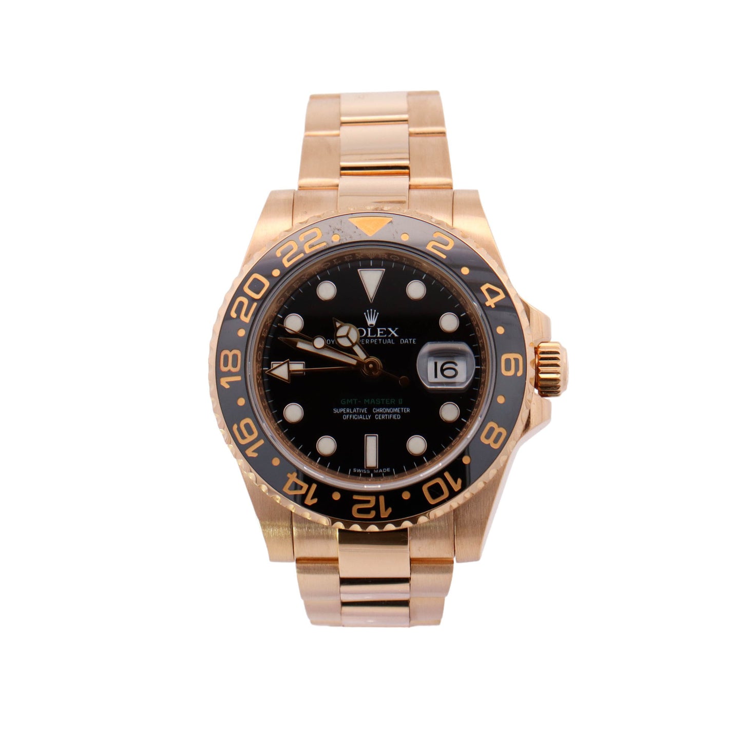 Rolex GMT Master II Yellow Gold 40mm Black Dot Dial Watch Reference# 116718 - Happy Jewelers Fine Jewelry Lifetime Warranty