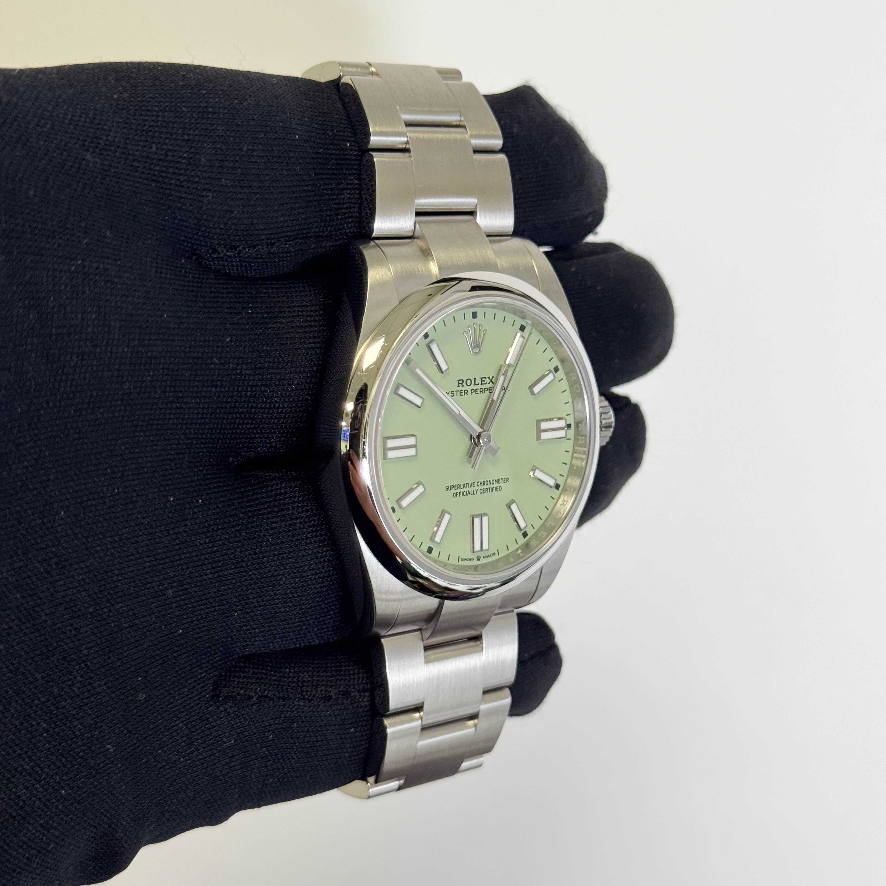 Rolex Oyster Perpetual 41mm Pistachio Dial Watch Ref# 134300 - Happy Jewelers Fine Jewelry Lifetime Warranty