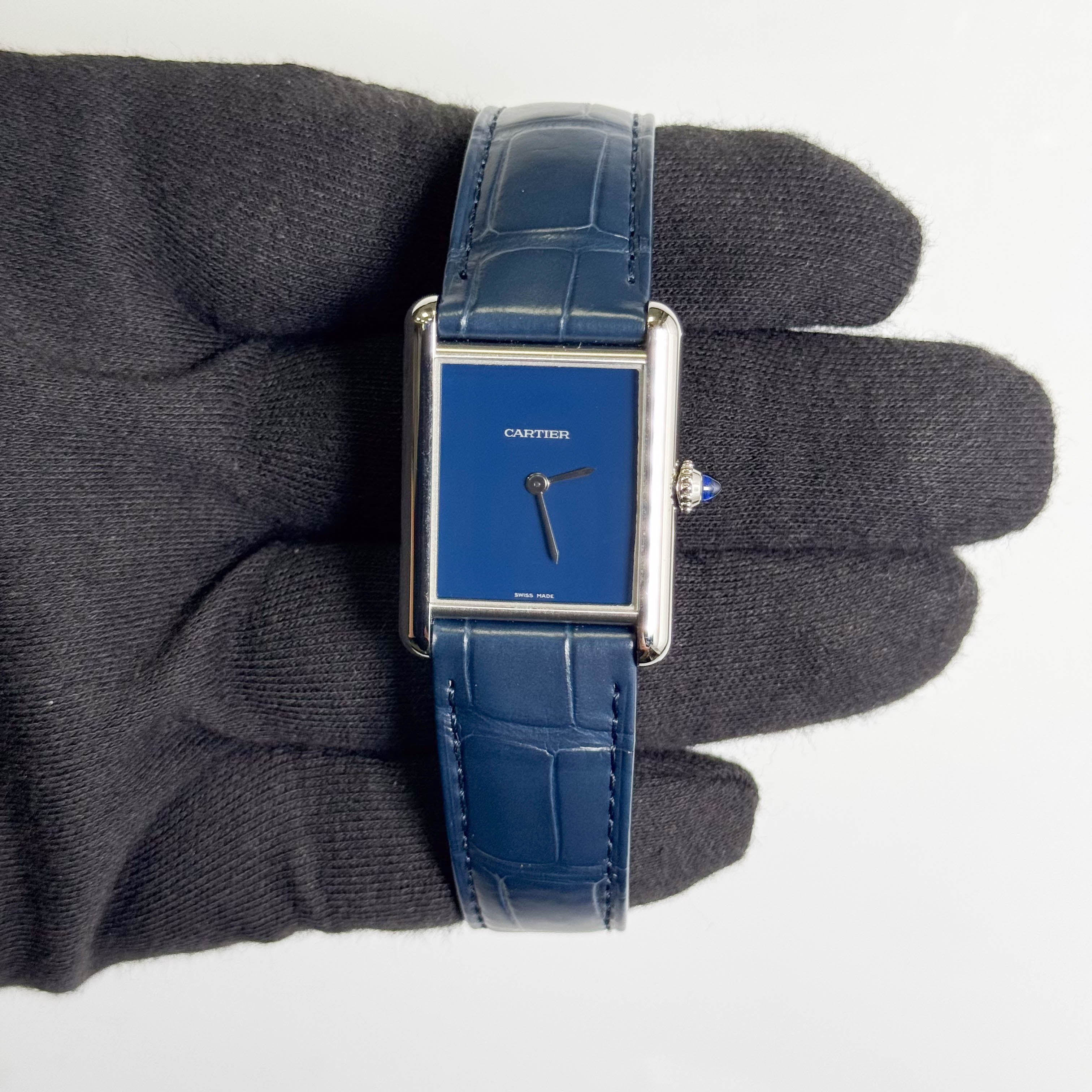 Cartier Tank Must 25.5mm Blue Dial Watch Ref# WSTA0055