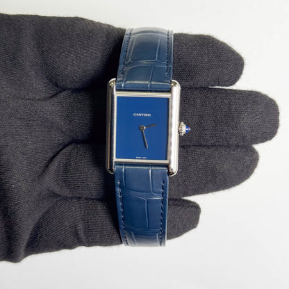 Cartier Tank Must 25.5mm Blue Dial Watch Ref# WSTA0055