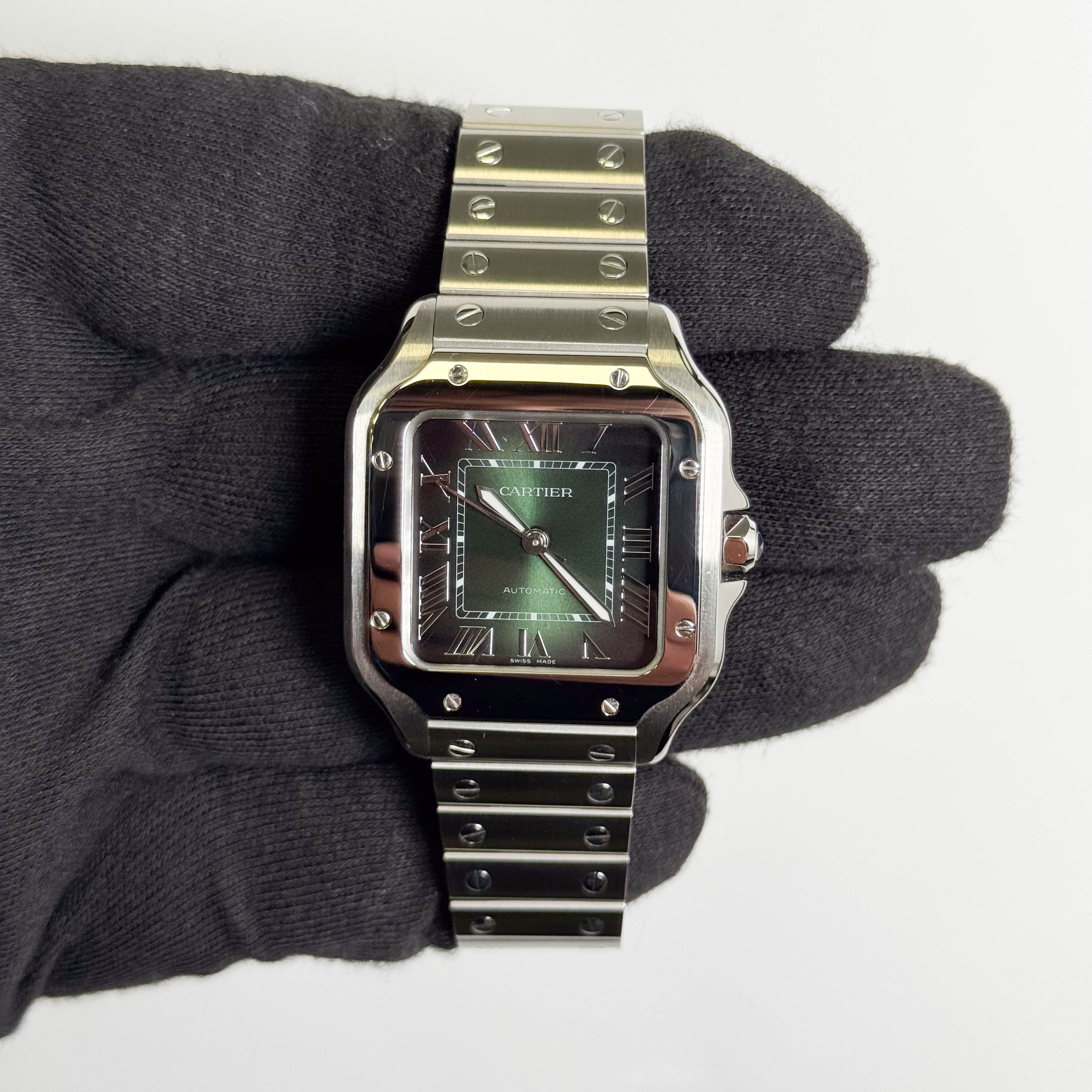 Cartier Santos De Cartier 35x42mm Green Dial Watch Ref# WSSA0061