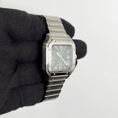 Cartier Santos De Cartier 35x42mm Green Dial Watch Ref# WSSA0061