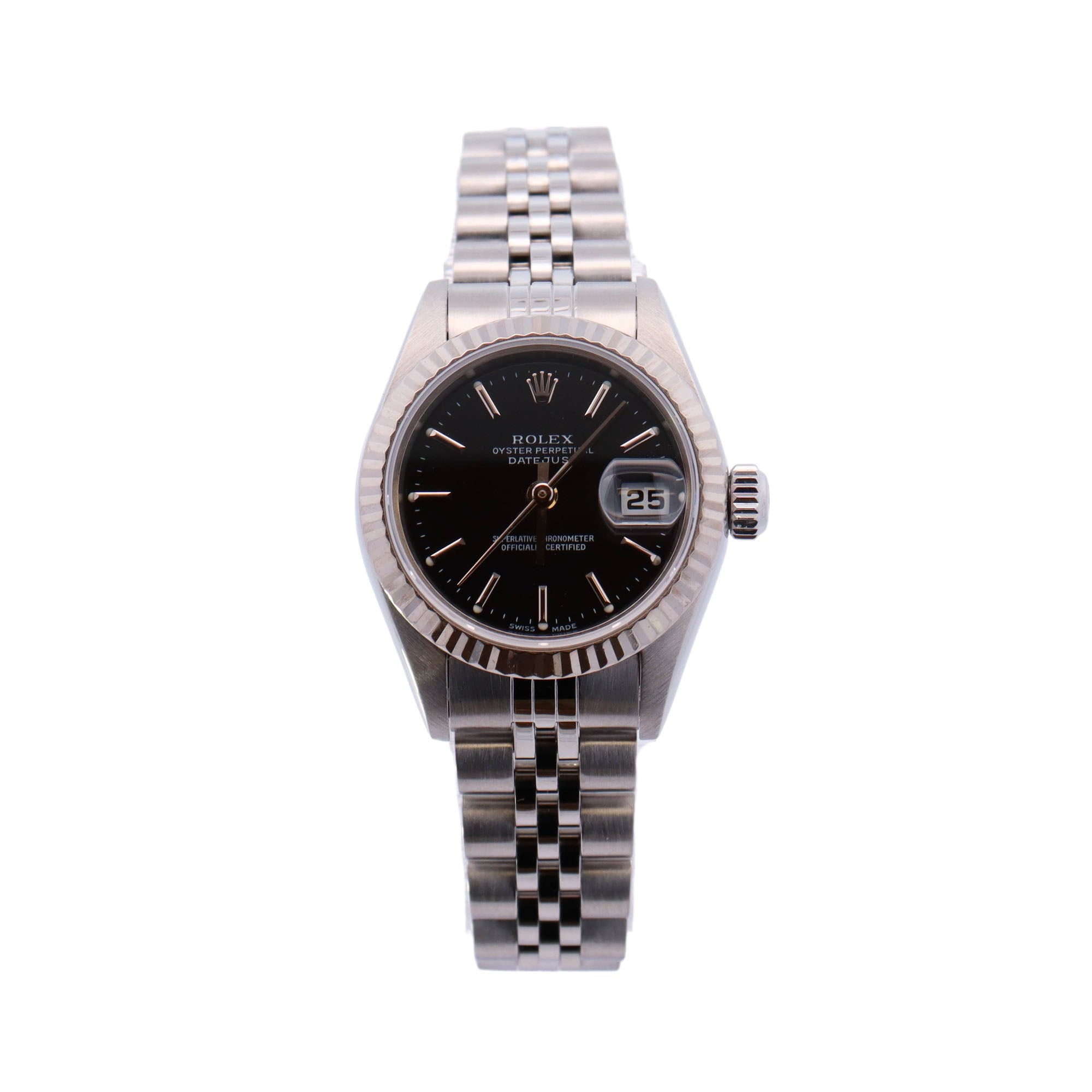 Rolex Datejust Stainless Steel 26mm Black Stick Dial Watch Reference# 179174 - Happy Jewelers Fine Jewelry Lifetime Warranty