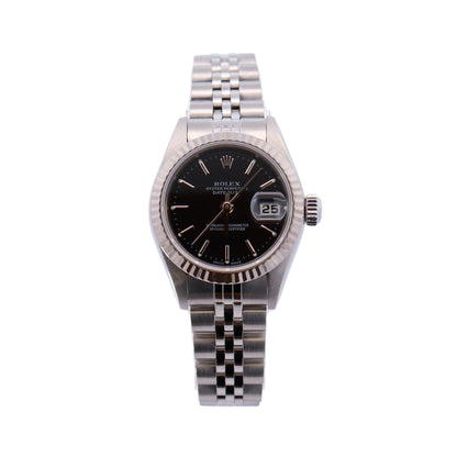 Rolex Datejust Stainless Steel 26mm Black Stick Dial Watch Reference# 179174 - Happy Jewelers Fine Jewelry Lifetime Warranty
