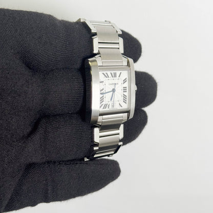 Cartier Tank Française 28mm White Dial Watch Ref# W51002Q3