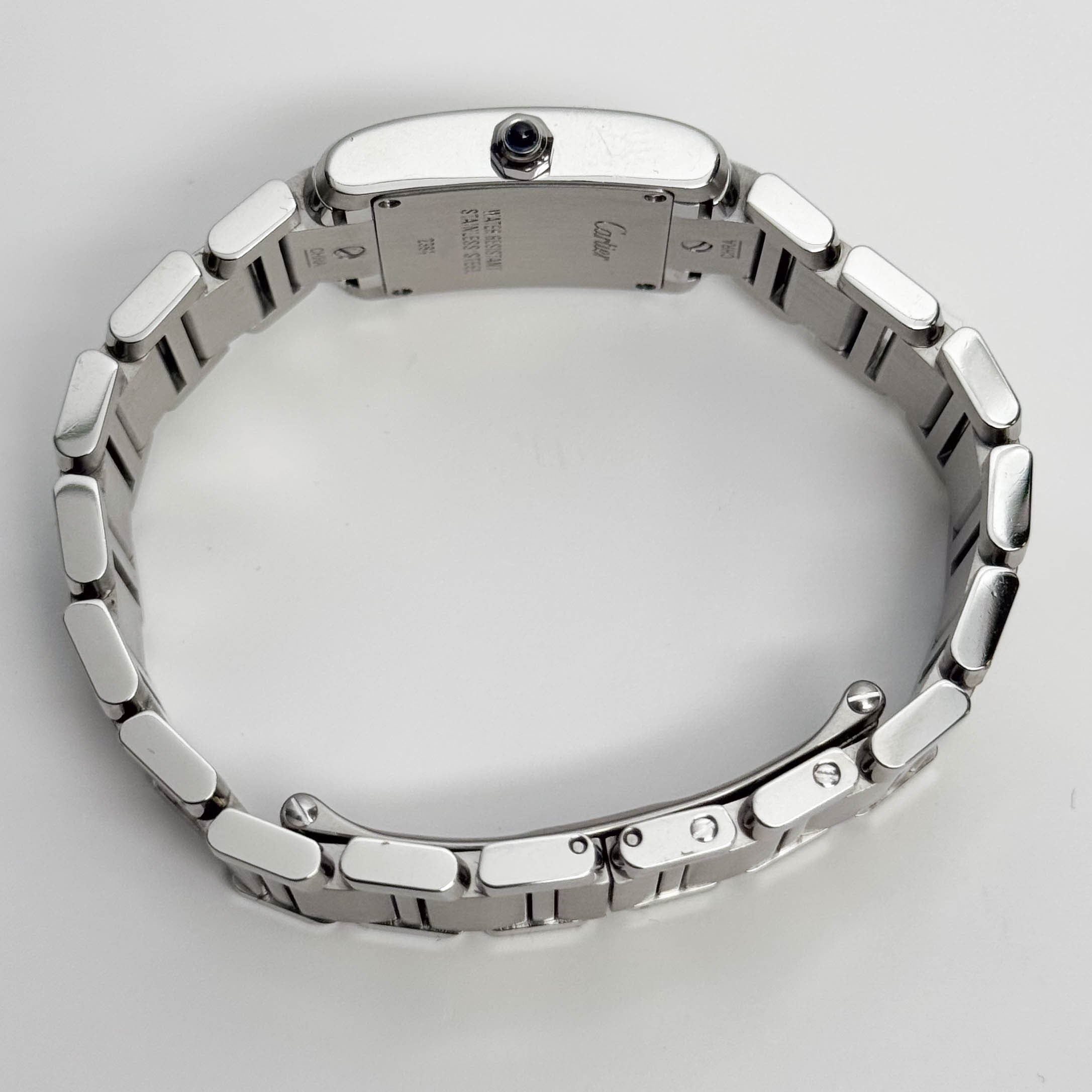 Cartier Tank Stainless Steel 20mm Ivory Dial Watch Ref# W51008Q3