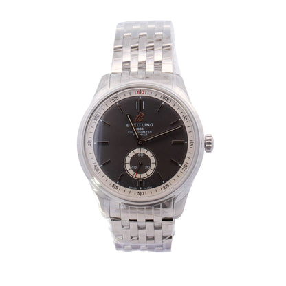 Breitling Premier Stainless Steel 40mm Grey Stick Dial Watch Reference# A37340351B1A1 - Happy Jewelers Fine Jewelry Lifetime Warranty
