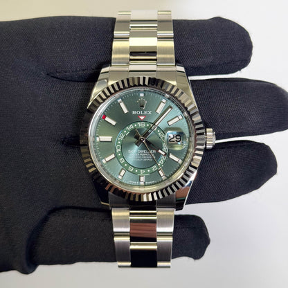 Rolex Sky-Dweller 42mm Green Dial Watch Ref# 336934 - Happy Jewelers Fine Jewelry Lifetime Warranty