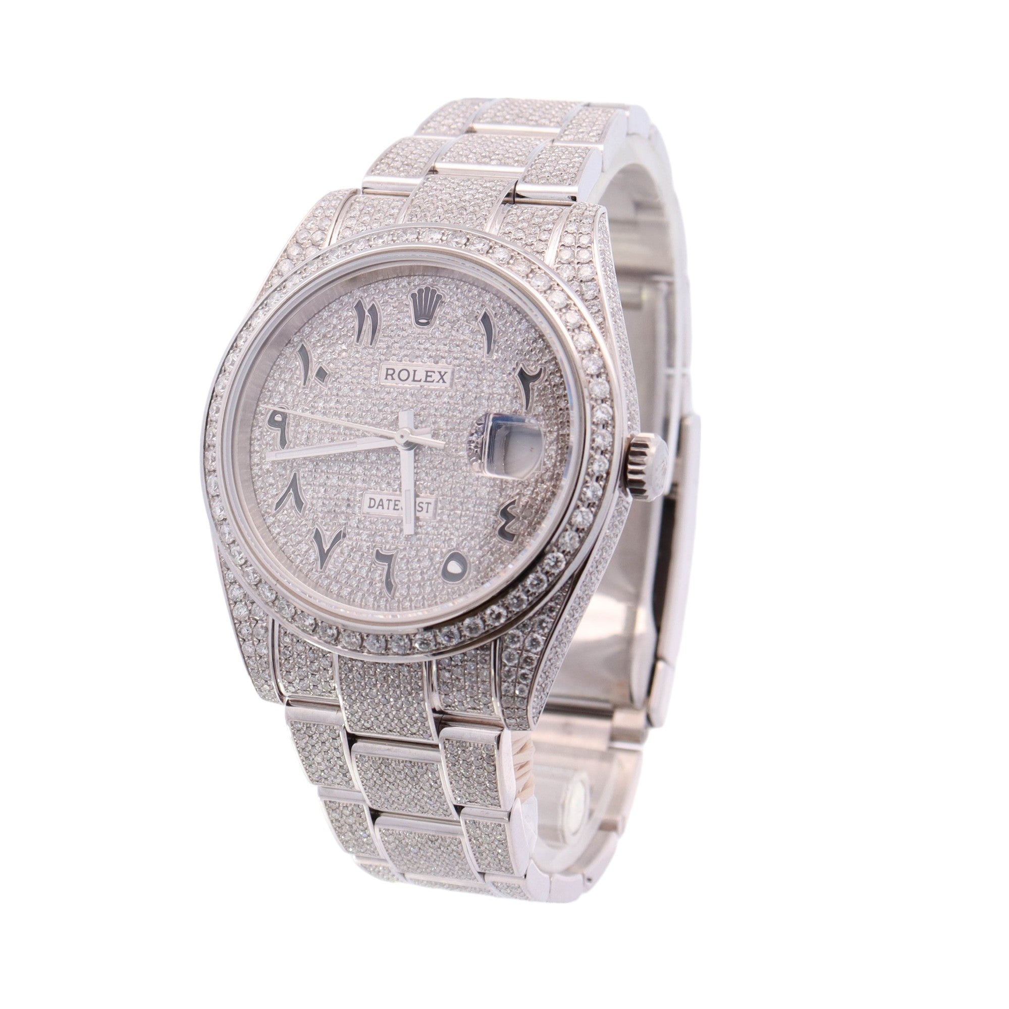 Rolex Datejust Stainless Steel 41mm Aftermarket Pave Diamond Arabic Numeral Dial Watch Reference# 126300 - Happy Jewelers Fine Jewelry Lifetime Warranty