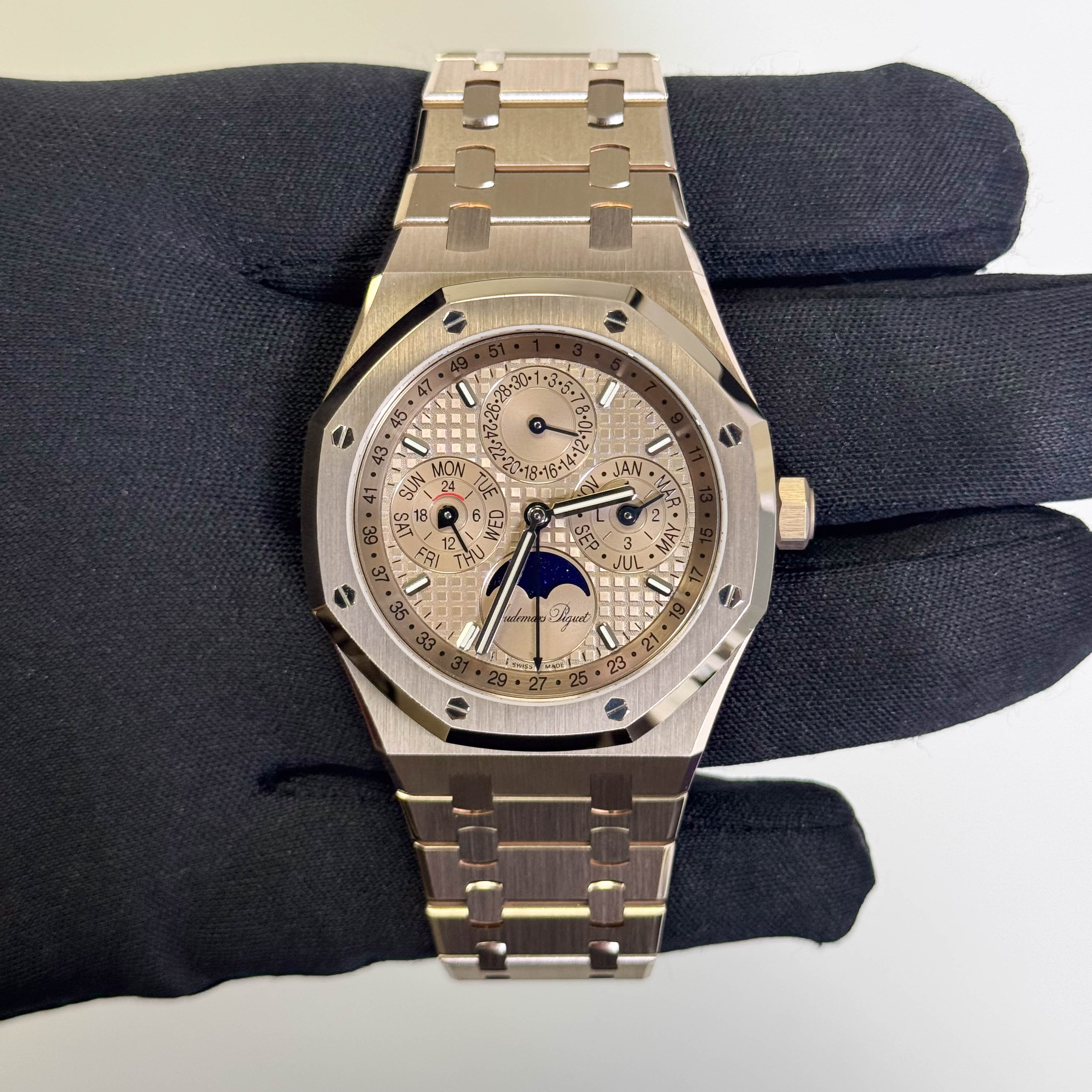 Audemars Piguet Royal Oak Perpetual Calendar 41mm Sand Gold Dial Watch Ref# 26674SG.OO.1320SG.01 - Happy Jewelers Fine Jewelry Lifetime Warranty