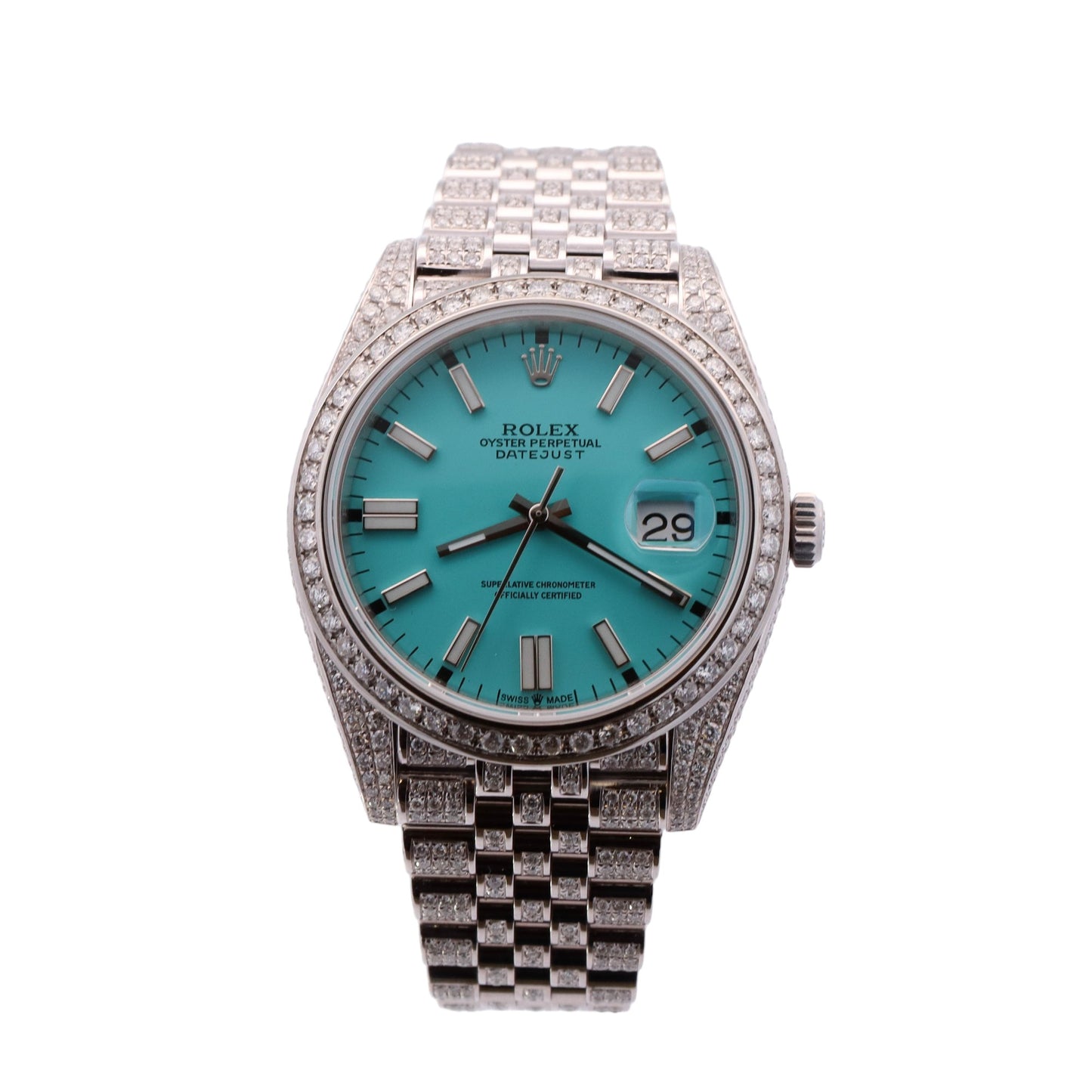 Rolex Datejust Stainless Steel 41mm Aftermarket Tiffany Stick Dial Watch - Happy Jewelers Fine Jewelry Lifetime Warranty