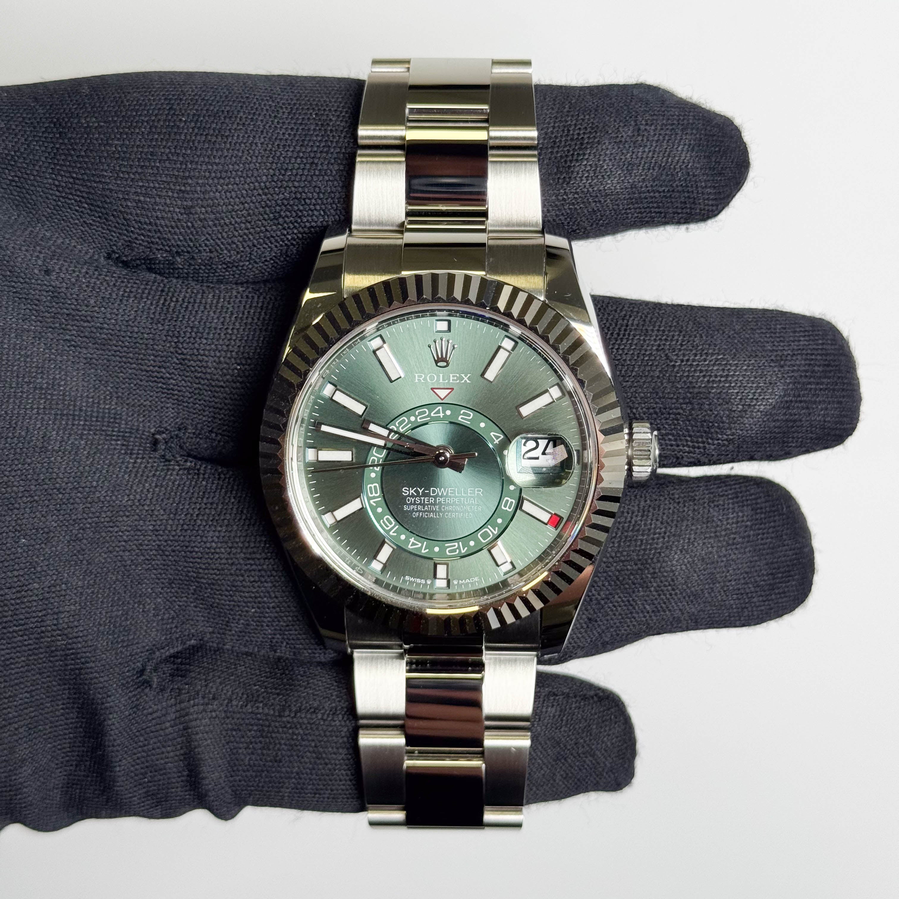 Rolex Sky-Dweller 42mm Green Dial Watch Ref # 336934 - Happy Jewelers Fine Jewelry Lifetime Warranty