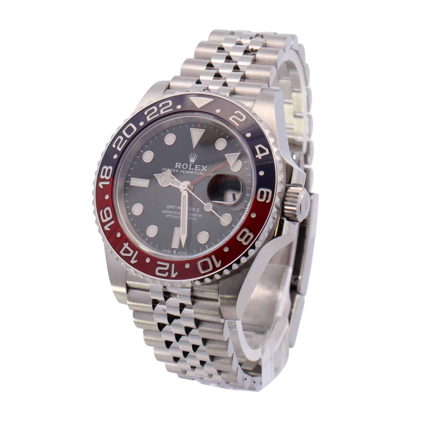 Rolex GMT Master II "Pepsi" 40mm Stainless Steel Black Dot Dial Watch Reference #: 126710BLRO