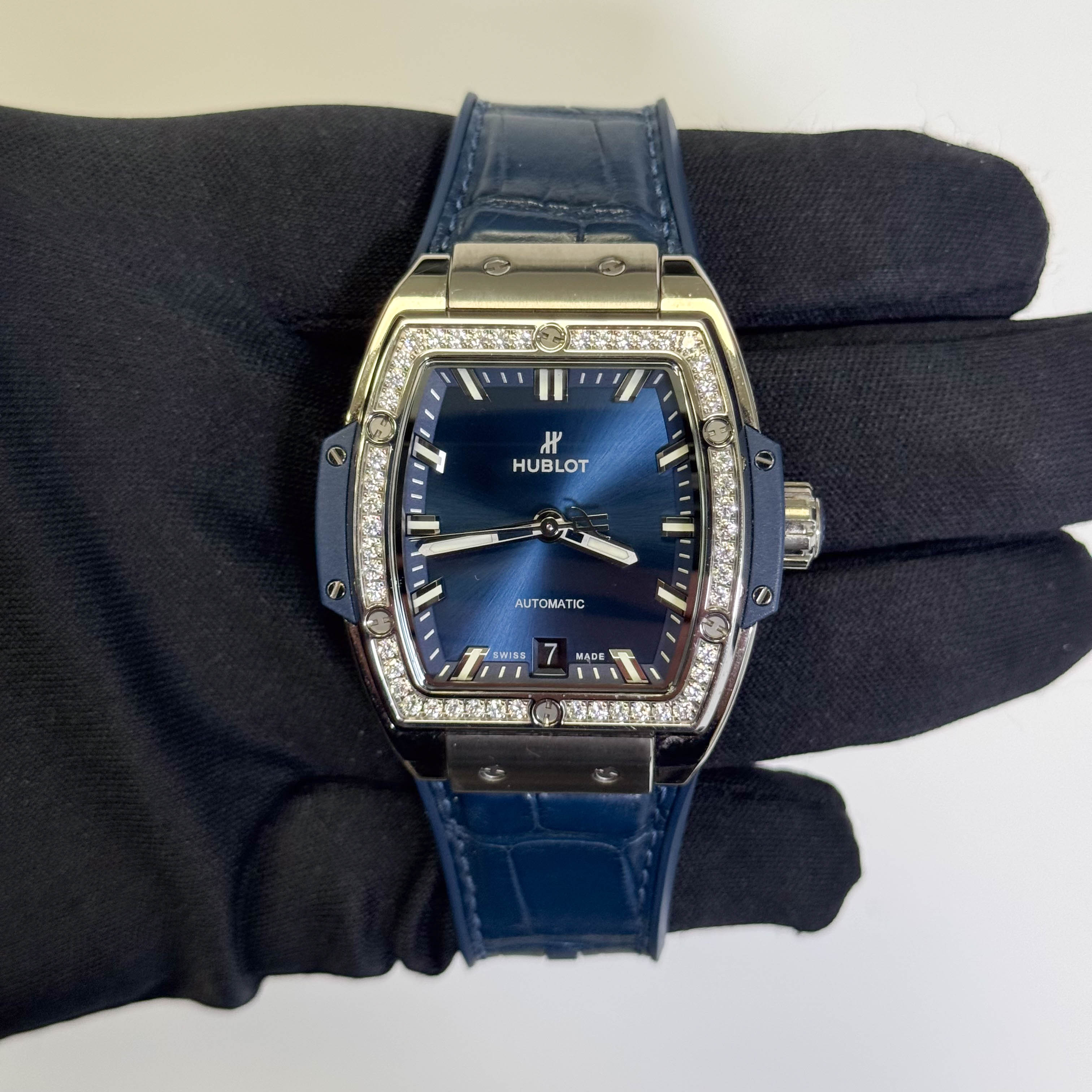 Hublot Spirit of Big Bang Titanium 39mm Blue Dial Watch Ref#665.NX.7170.LR.1204 - Happy Jewelers Fine Jewelry Lifetime Warranty