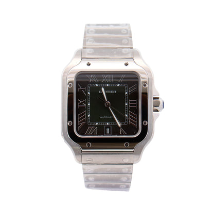 Cartier Santos Stainless Steel 39mm Green Roman Dial Watch Reference# WSSA0062 - Happy Jewelers Fine Jewelry Lifetime Warranty