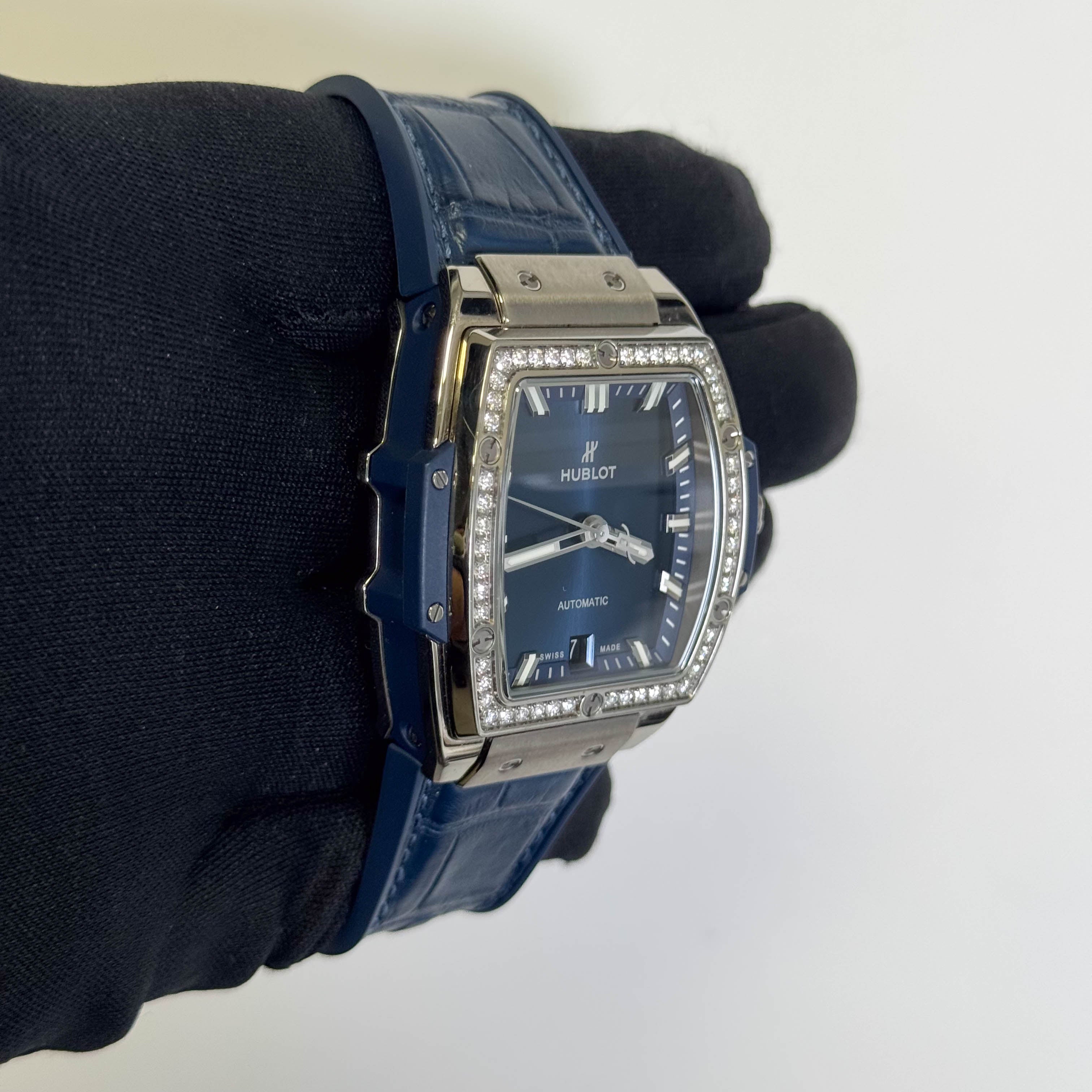 Hublot Spirit of Big Bang Titanium 39mm Blue Dial Watch Ref#665.NX.7170.LR.1204 - Happy Jewelers Fine Jewelry Lifetime Warranty