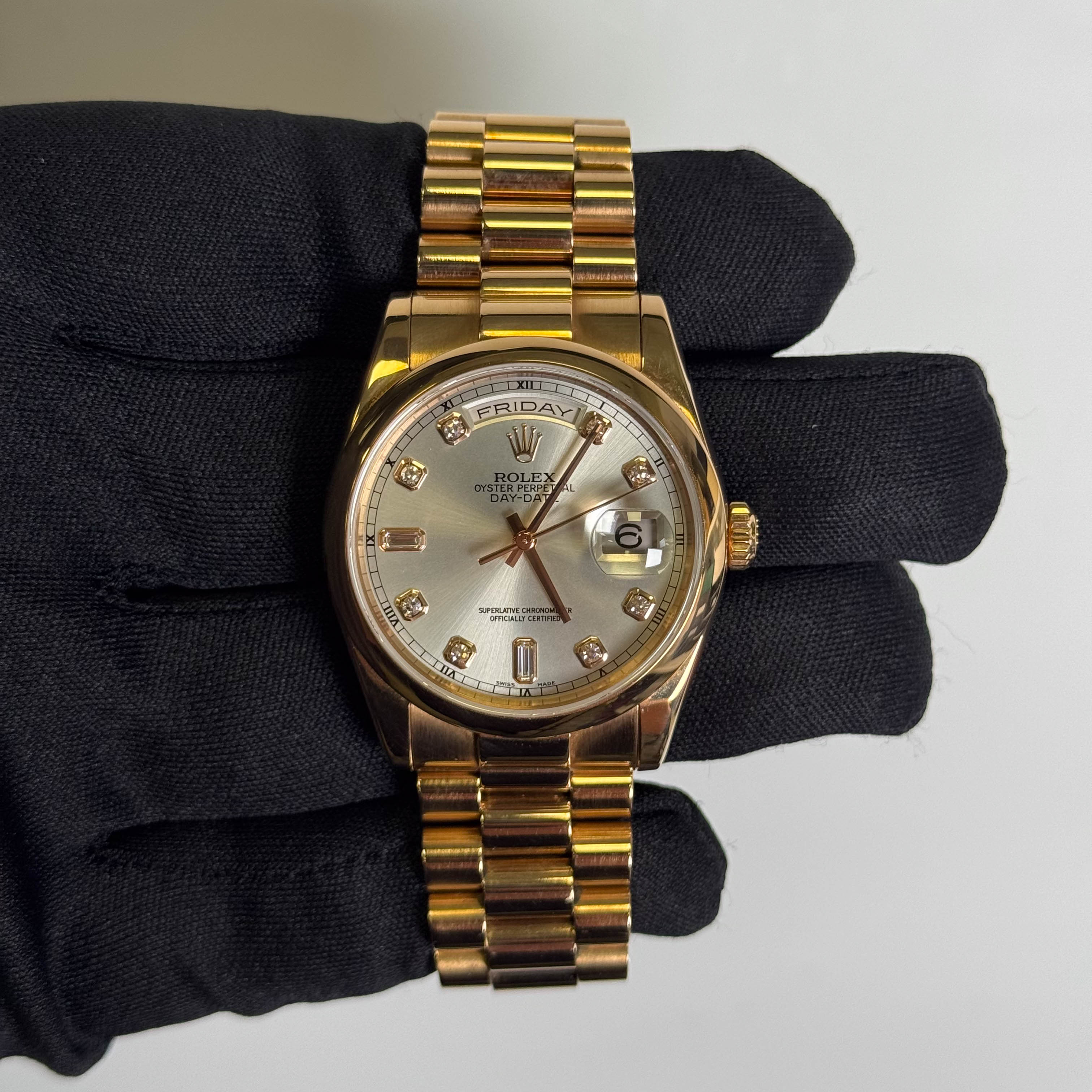 Rolex Day-Date 36mm Silver Dial Watch Ref# 118205