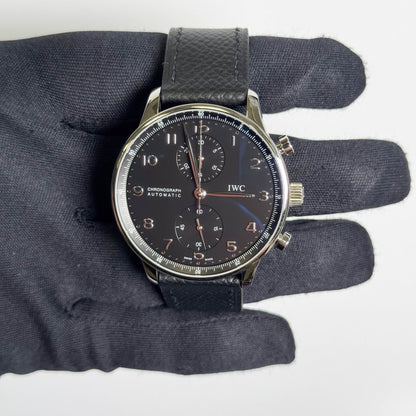 IWC Portuguese 41mm Black Dial Watch Ref # IW371438 - Happy Jewelers Fine Jewelry Lifetime Warranty