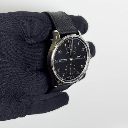 IWC Portuguese 41mm Black Dial Watch Ref # IW371438 - Happy Jewelers Fine Jewelry Lifetime Warranty