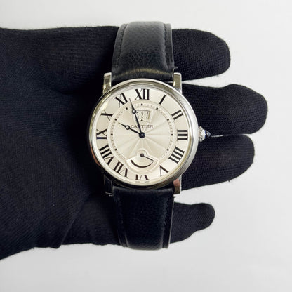 Cartier Ronde Calender Aperture Power Reserve 36mm Silver Dial Watch Ref# W1556369