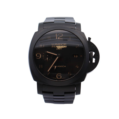 Panerai Luminor Ceramica GMT Black Ceramic 44mm Black Arabic Dial Watch Reference# PAM00438 - Happy Jewelers Fine Jewelry Lifetime Warranty