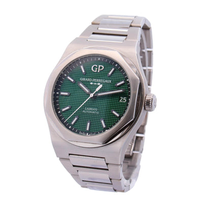 Girard Perregaux Laureato Stainless Steel 42mm Green Stick Dial Watch Reference# 81010-11-3153-1CM - Happy Jewelers Fine Jewelry Lifetime Warranty