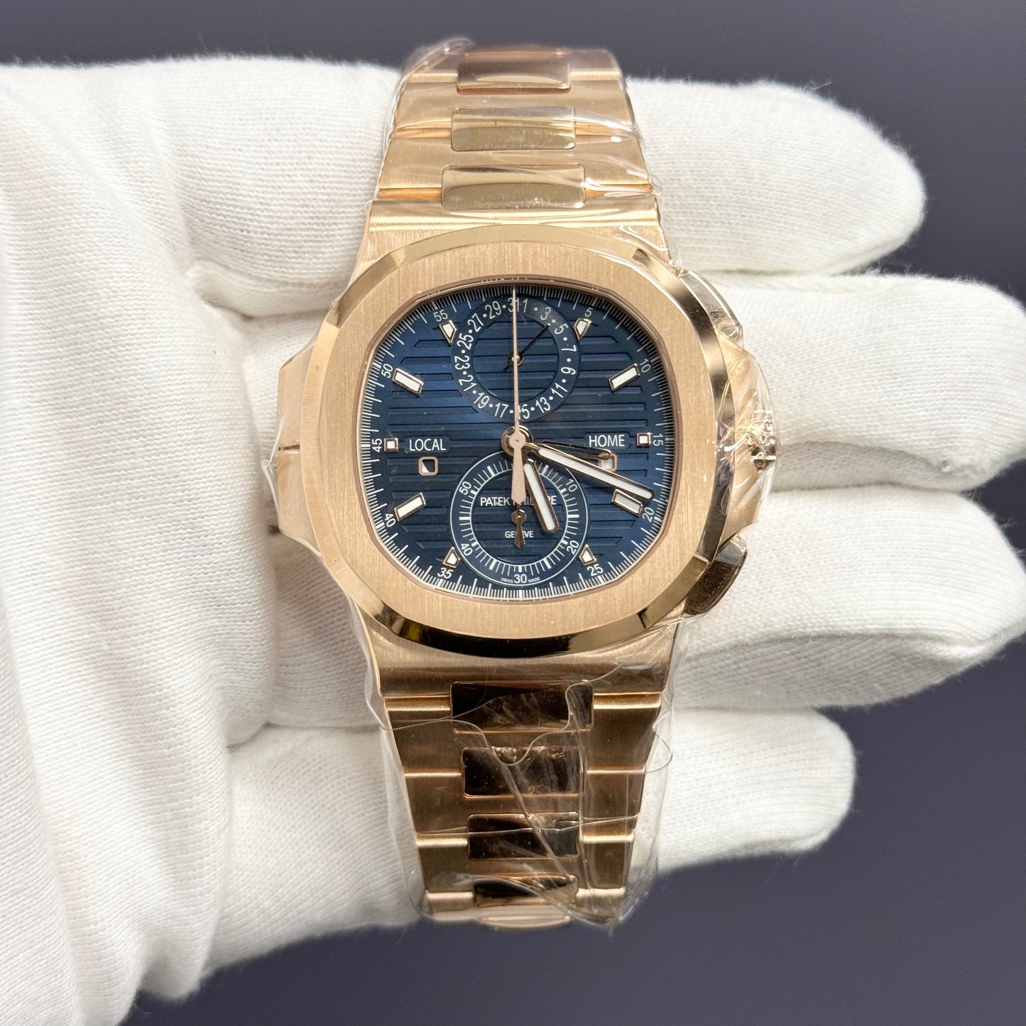 Patek Philippe Nautilus 40.5mm Rose Gold Blue Dial Watch Ref# 5990/1R-001