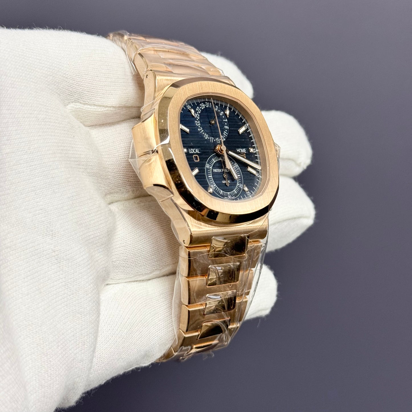 Patek Philippe Nautilus 40.5mm Rose Gold Blue Dial Watch Ref# 5990/1R-001