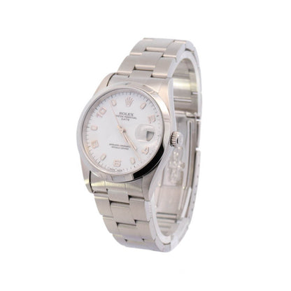 Rolex Date Stainless Steel 34mm White Arabic & Stick Dial Watch Reference #: 15200 - Happy Jewelers Fine Jewelry Lifetime Warranty