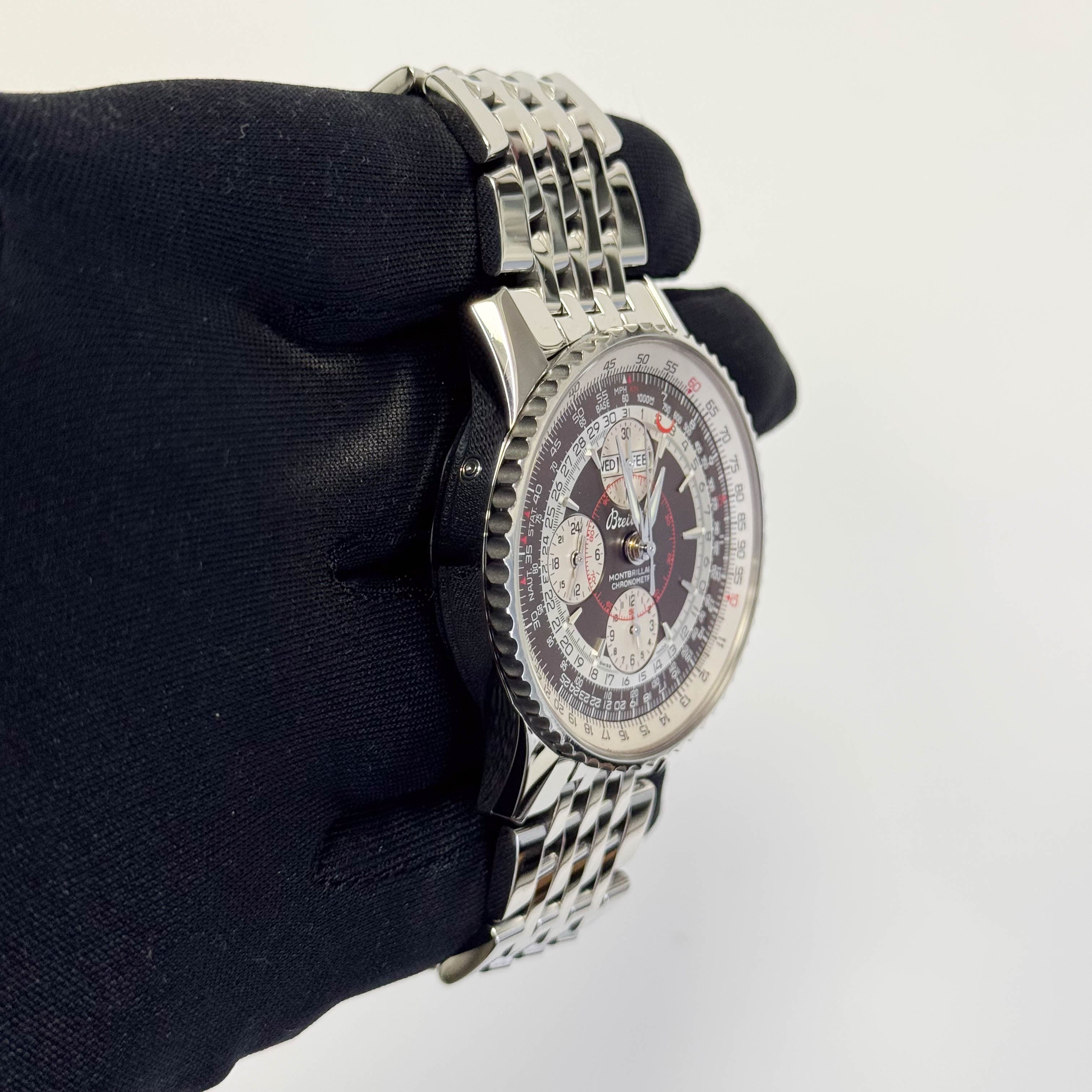 Breitling Montbrillant 43mm Brown/Silver Dial Watch Ref# A21330 - Happy Jewelers Fine Jewelry Lifetime Warranty