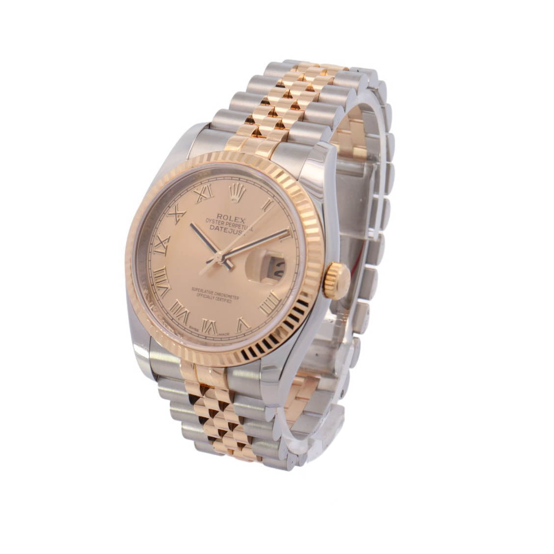 Rolex Datejust Two-Tone Stainless Steel & Yellow Gold 36mm Champagne Roman Dial Watch Reference #: 116233 - Happy Jewelers Fine Jewelry Lifetime Warranty